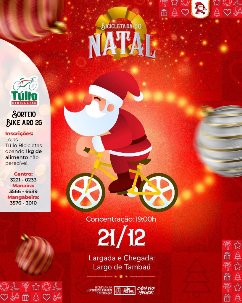 Bicicletada do Natal acontece nesta quinta-feira, no Busto de Tamandaré