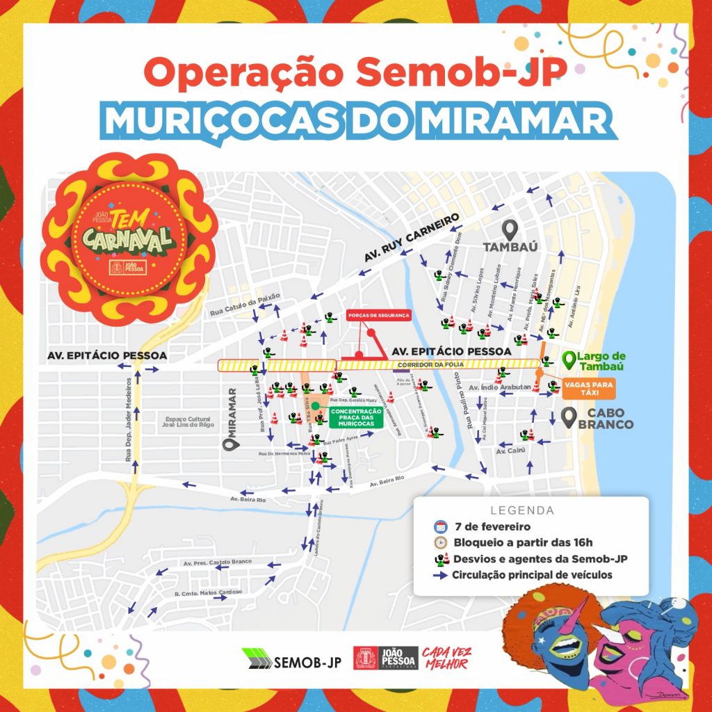 Semob-JP garante segurança viária e reforça frota de ônibus para atender os foliões dos Muriçocas do Miramar