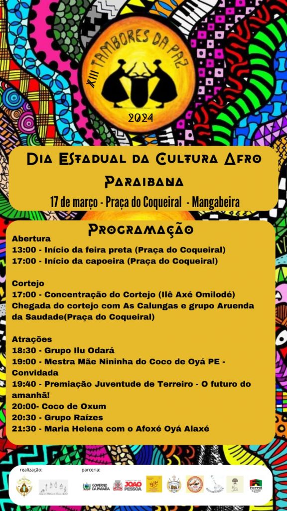 Funjope apoia programação do Dia Estadual da Cultura Afro Paraibana