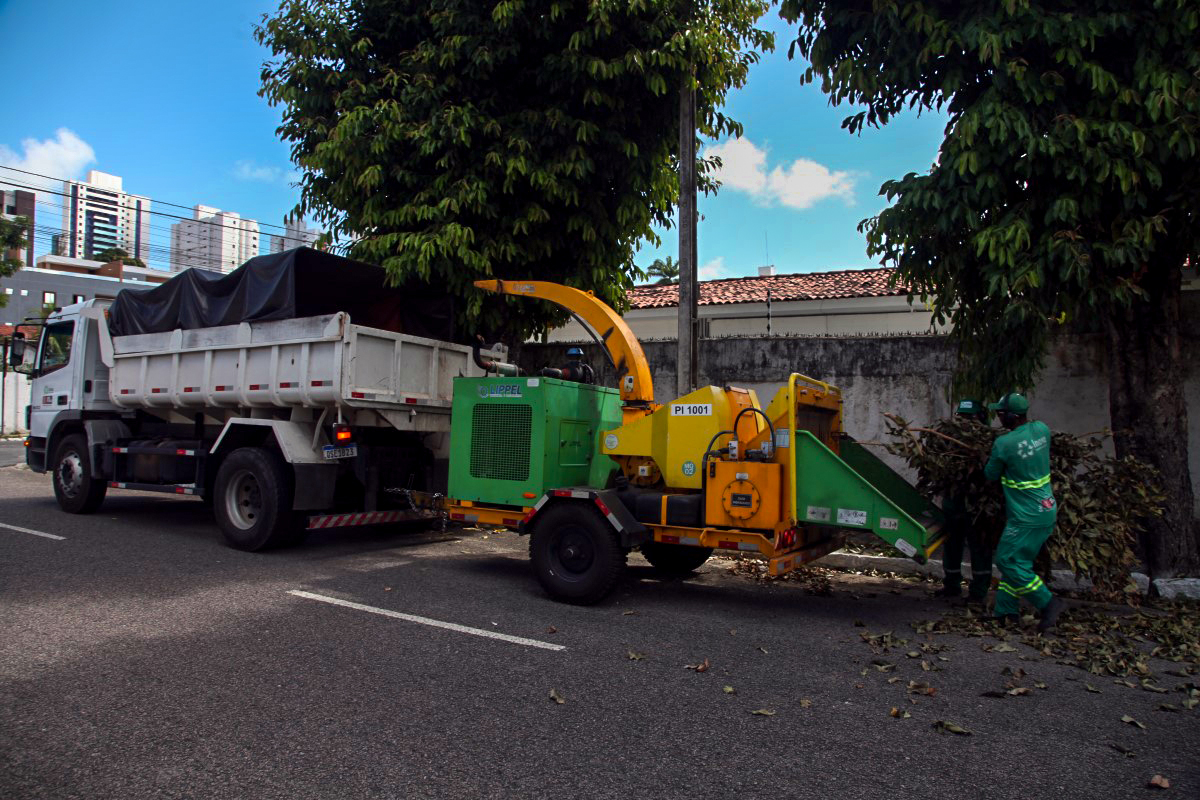 Agentes da Emlur coletam resíduos de poda de árvores em 28 bairros
